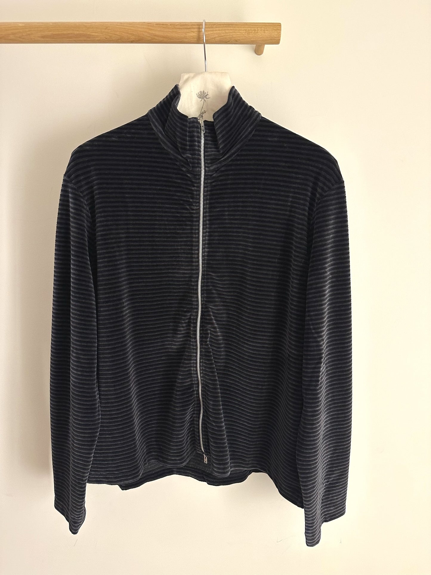 Our Legacy Shrunken Full Zip Polo Phantom Stripe Velour