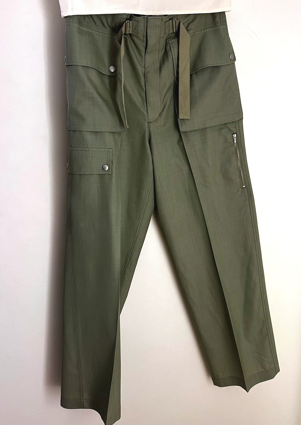 Auralee Wool Herringbone Cargo Pants