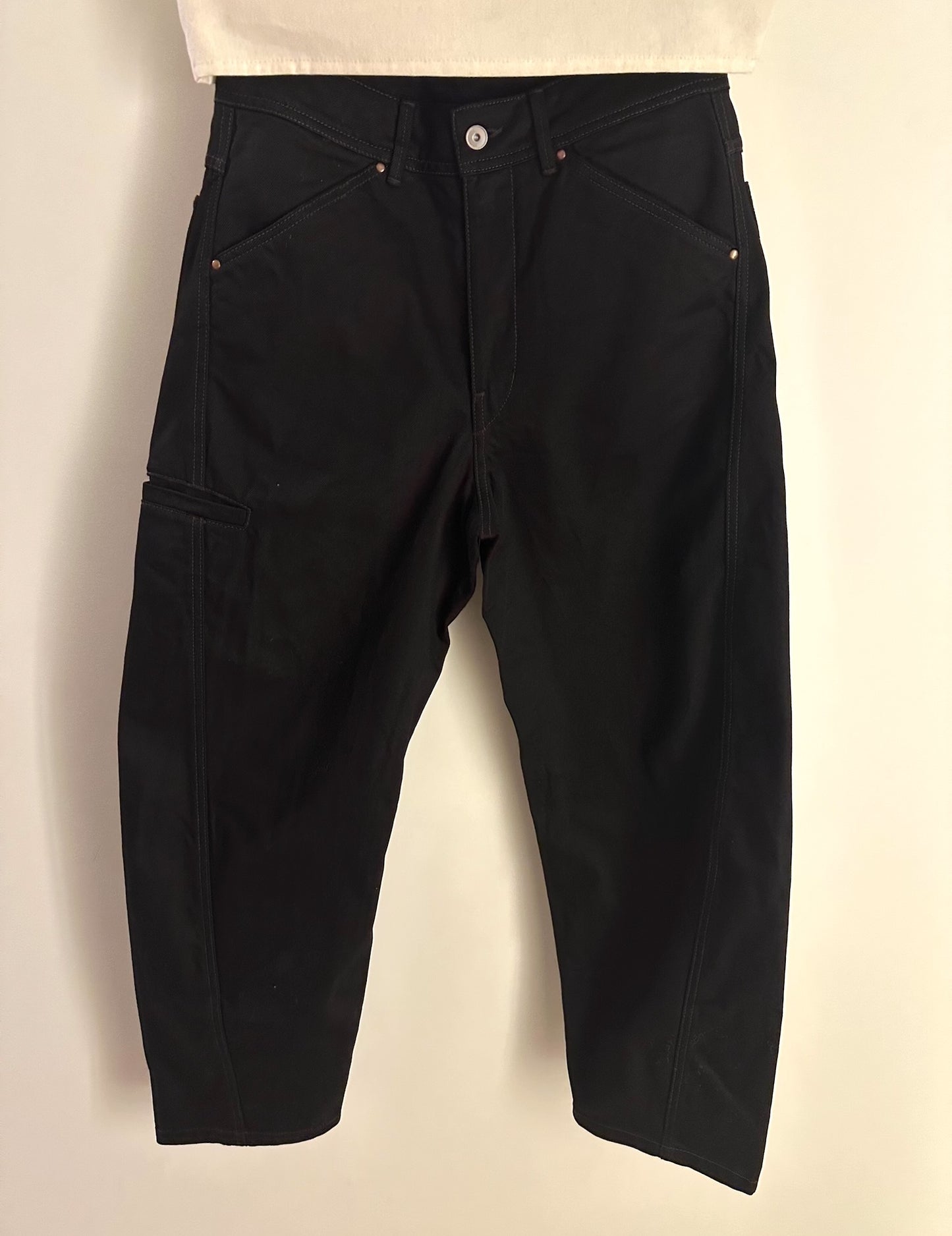 Lemaire Maxi Barrel Workwear Pants Black Denim