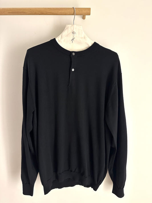 A. Presse Wool Knit Henley Neck Sweater