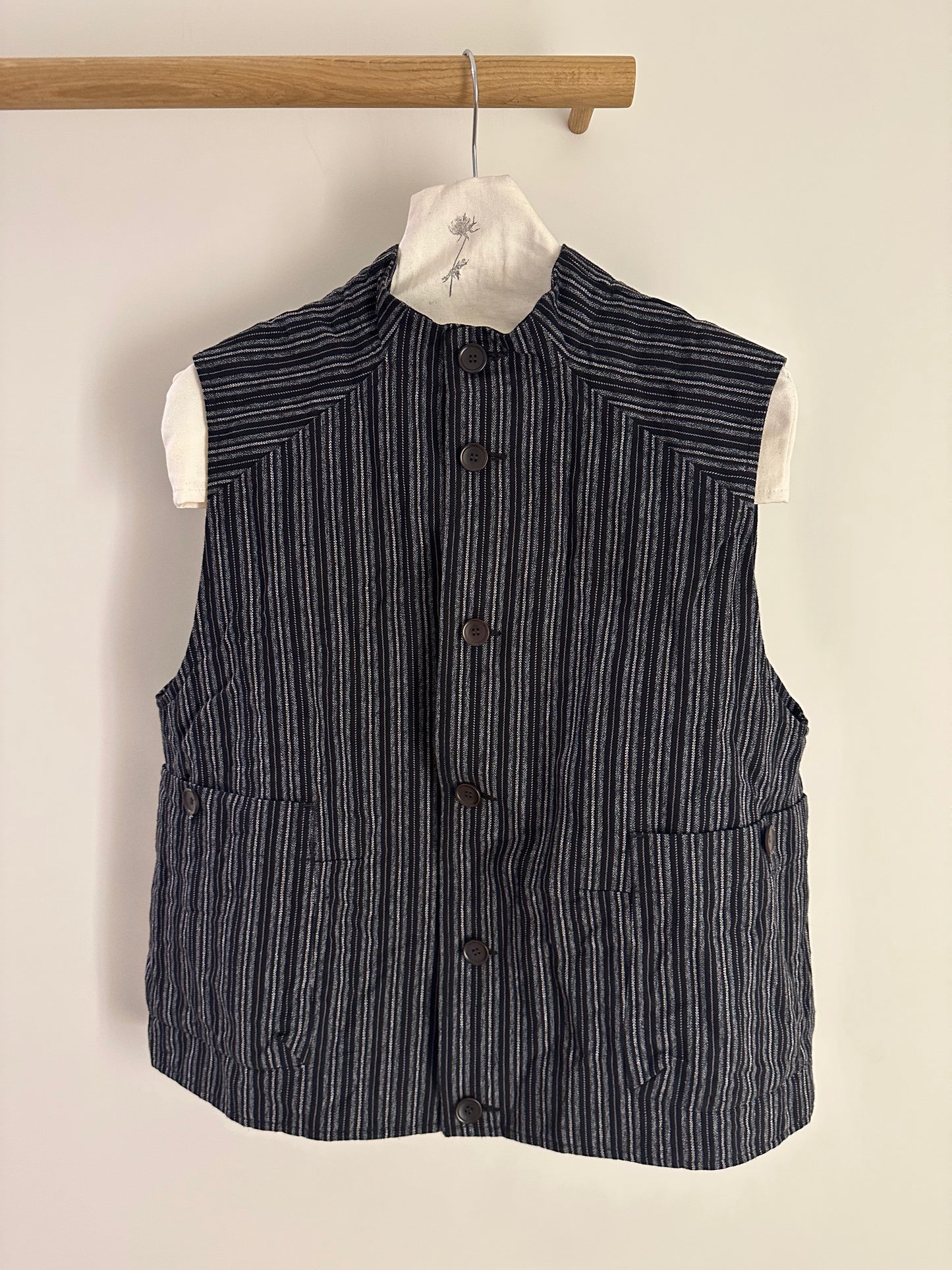 Unkruid News from Home Vest Black Striped Heavy Coutil